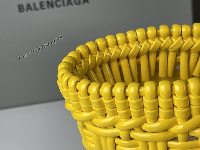 Balenciaga專櫃爆款漆面人造皮革編織敞口托特包 巴黎世家中號Bistro菜籃子包 款號：080807 fyj1268